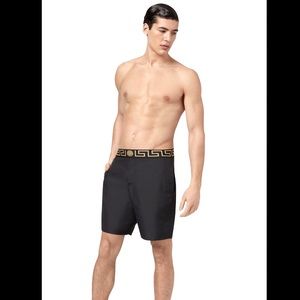Versace Men's Gray Greca medusa Waistband Swim Shorts size large